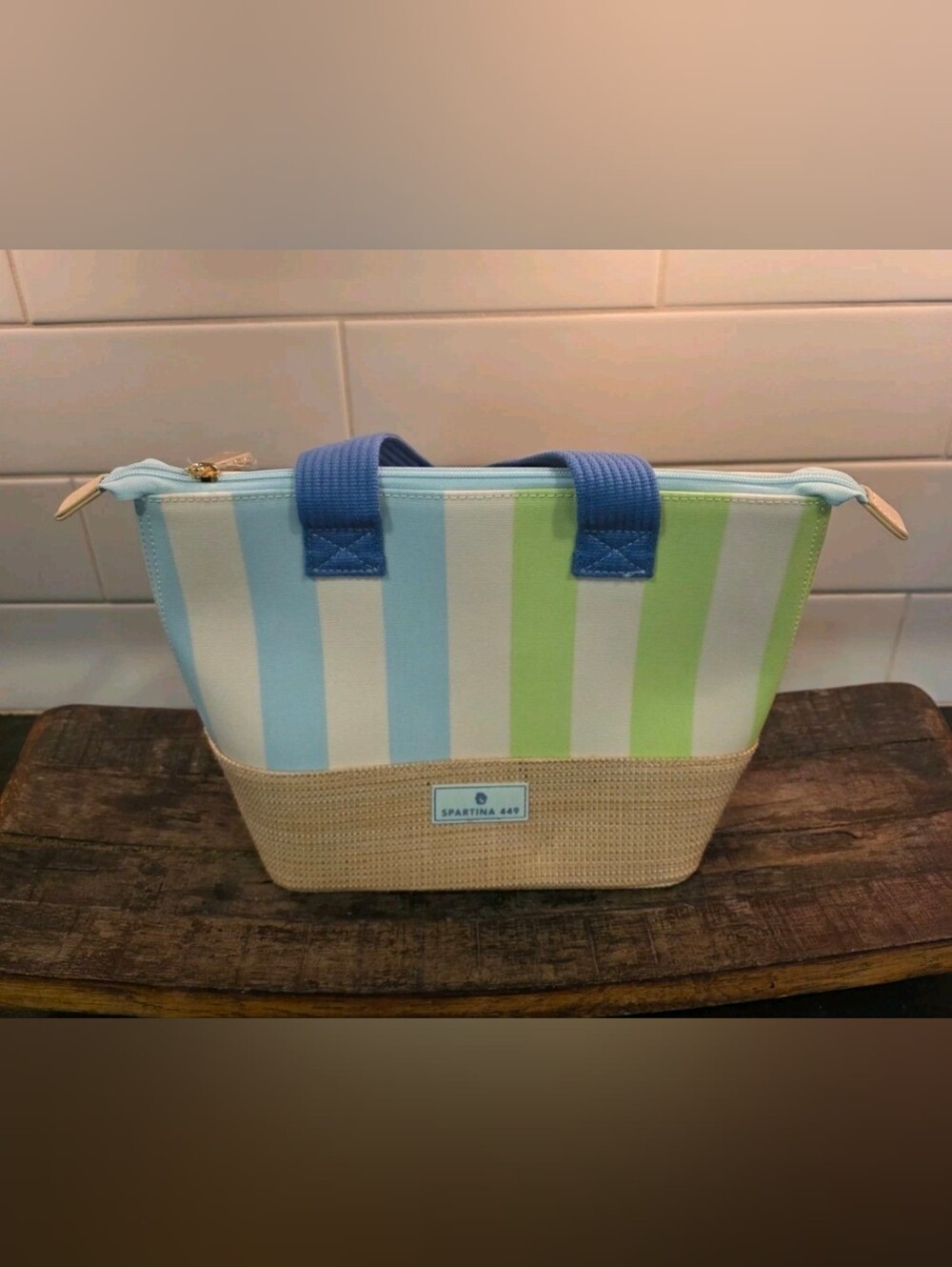Spartina Out To Lunch Insulated Multicolor Stripe Bag With Zip Closure